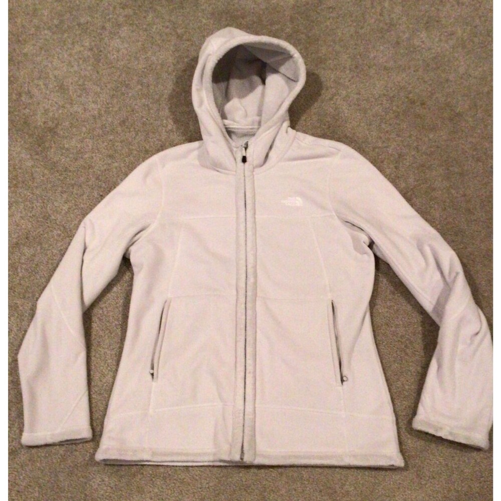 The North Face Women's MORNINGSIDE Light Gray Fleece Jacket Hoodie AMZY Sz L
